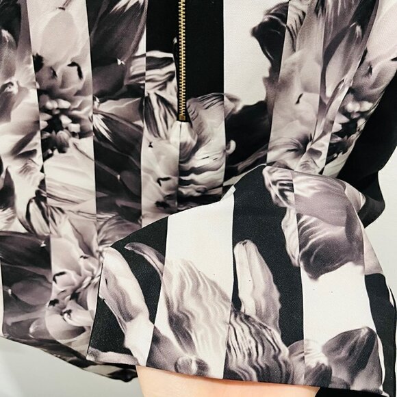 H&M Floral Sleeveless Pleated V Neck Midi Sheath Dress | office Business Casual - Picture 6 of 10